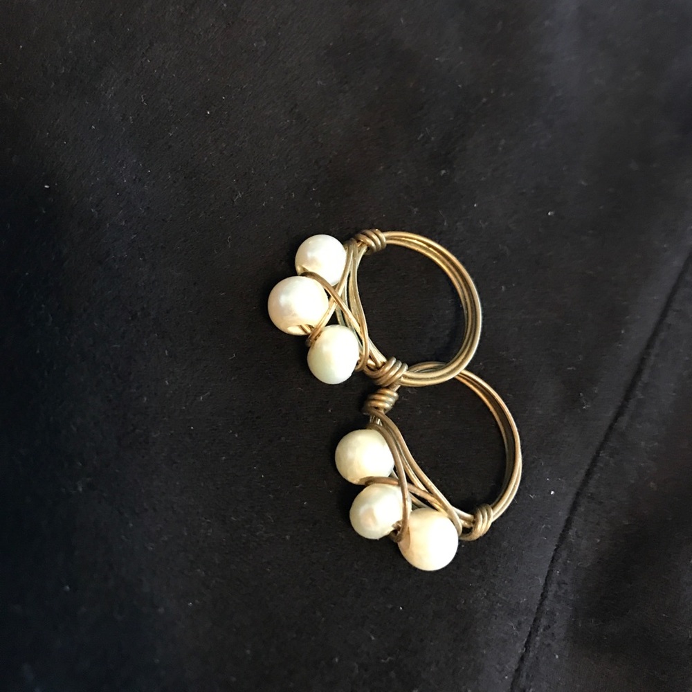 two pearl Bourbon & bow tie rings