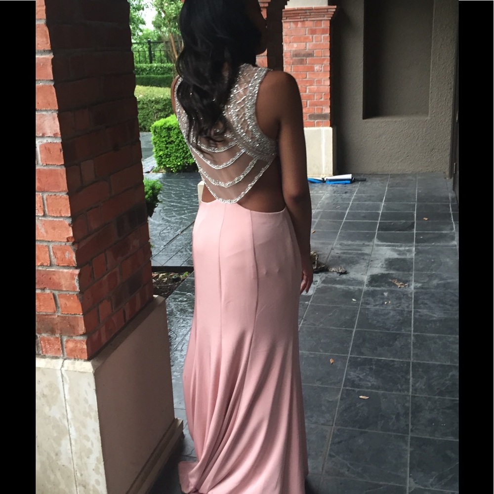 Blush/Rose Gold Rhinestone Evening/Prom Dress