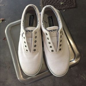 Sperry Top-Sider White Canvas Slip-Ons