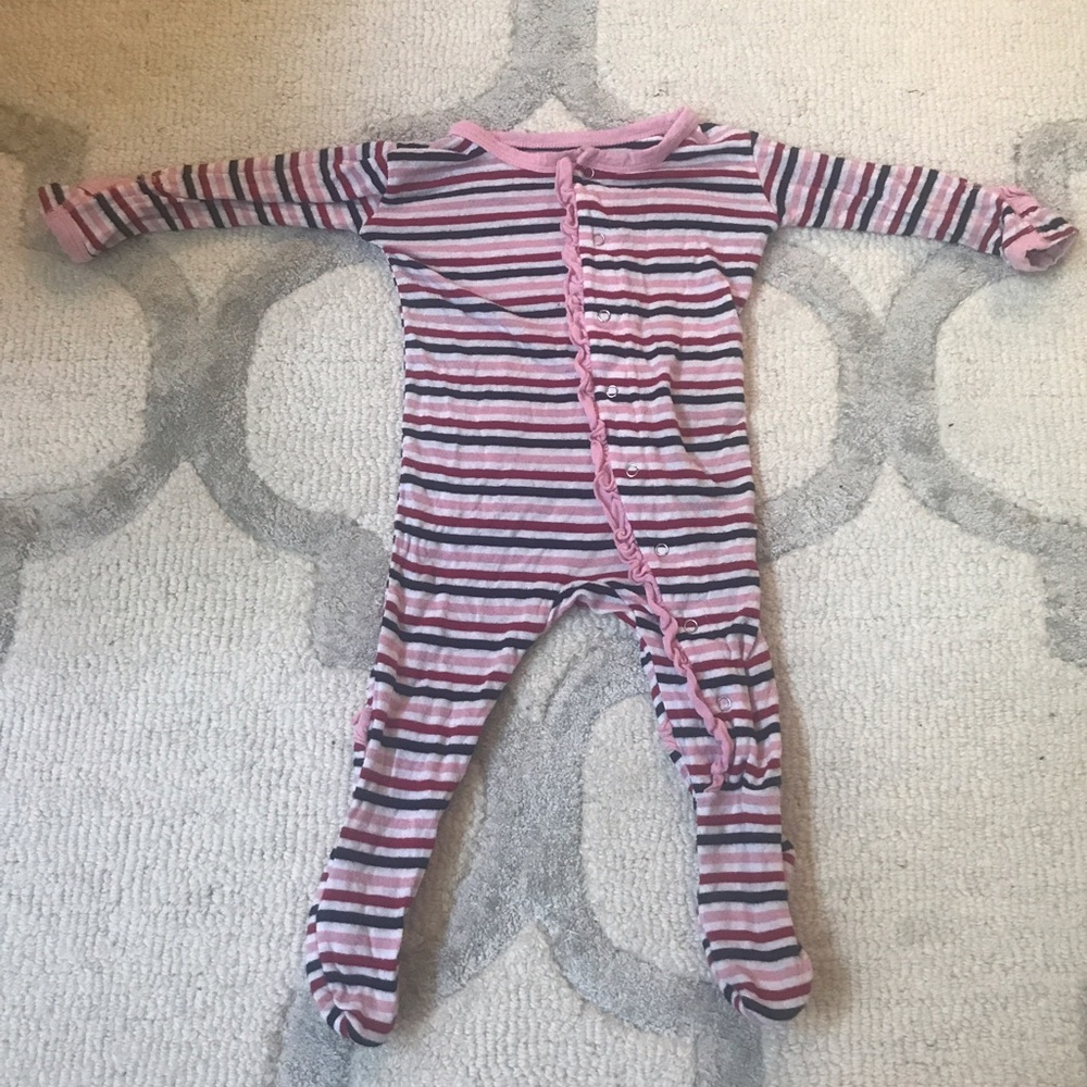 KickeePants Ruffle Footies - 3-6 months (stripe)