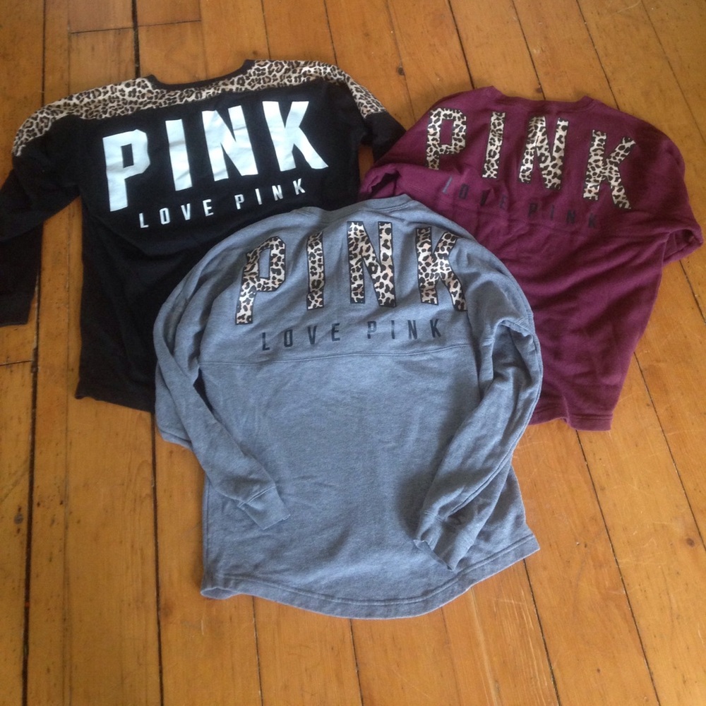 VS PINK rare cheetah crewneck- GREY ONLY