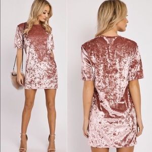 Blush/Rose Velvet T-Shirt Dress