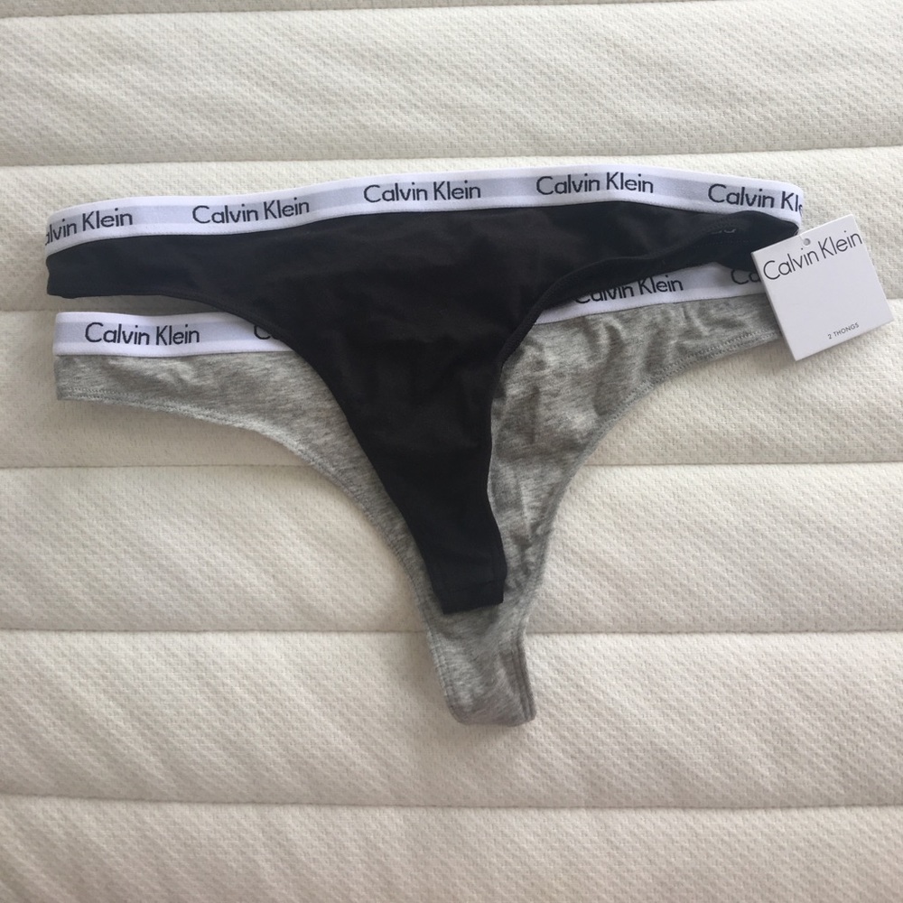 NWT 2 Calvin Klein thong underwear black & grey