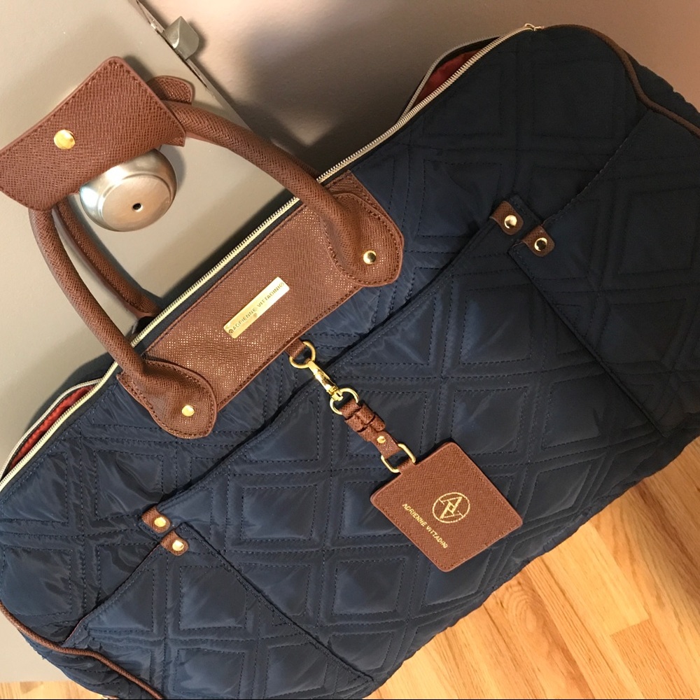 Adrienne Vittadini Quilted Navy Duffle, Carry-On