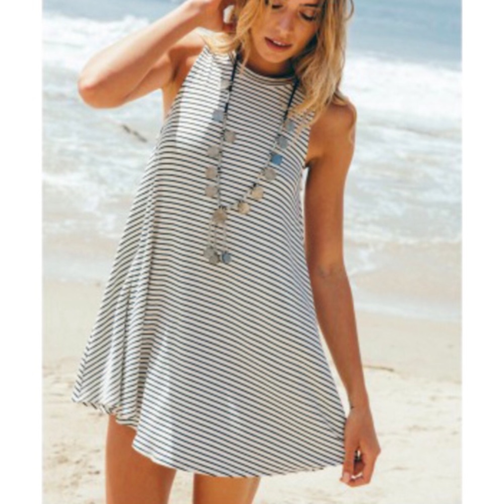 Sadie & Sage Striped High Neck Swing Dress - Picture 6 of 6