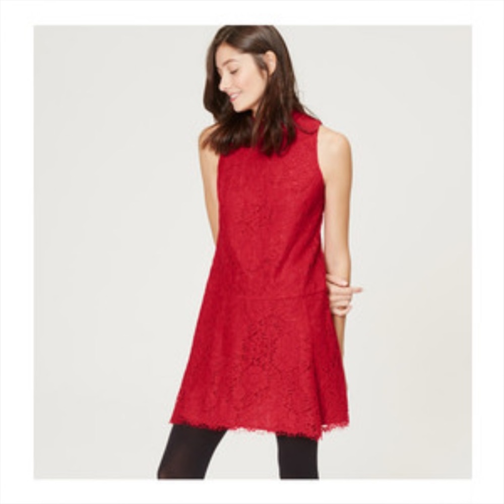 Red lace dress.