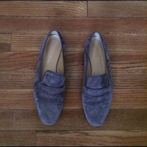 Sz 38 JCrew Gray Suede Driving Moc Flat Loafer