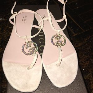 Gucci suede and jeweled sandals