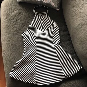 Black and white striped guess Halter peplum top