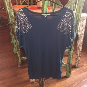 Super Soft Studded Dark Blue Dolman Top