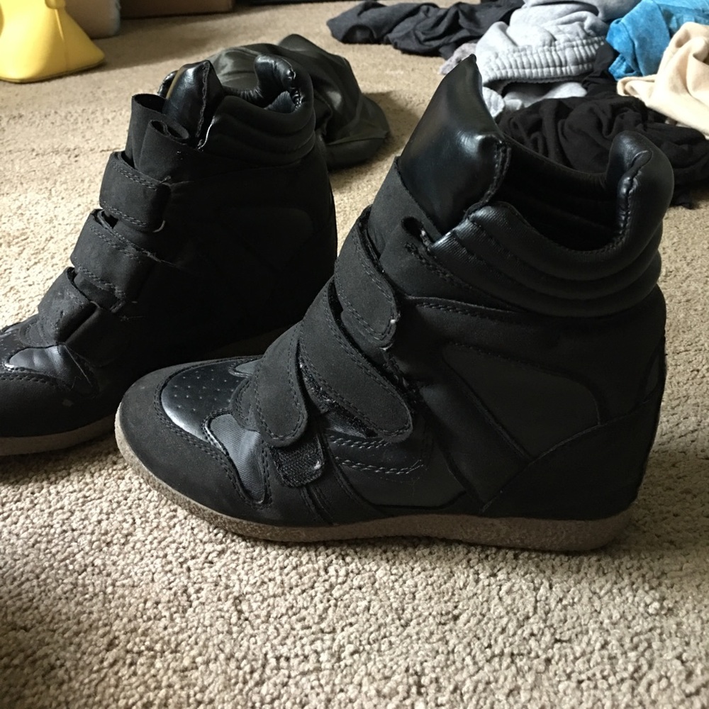 Black Wedge Sneakers