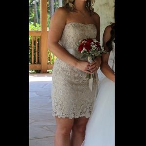 Adrianna Papell Strapless Lace Sheath Dress