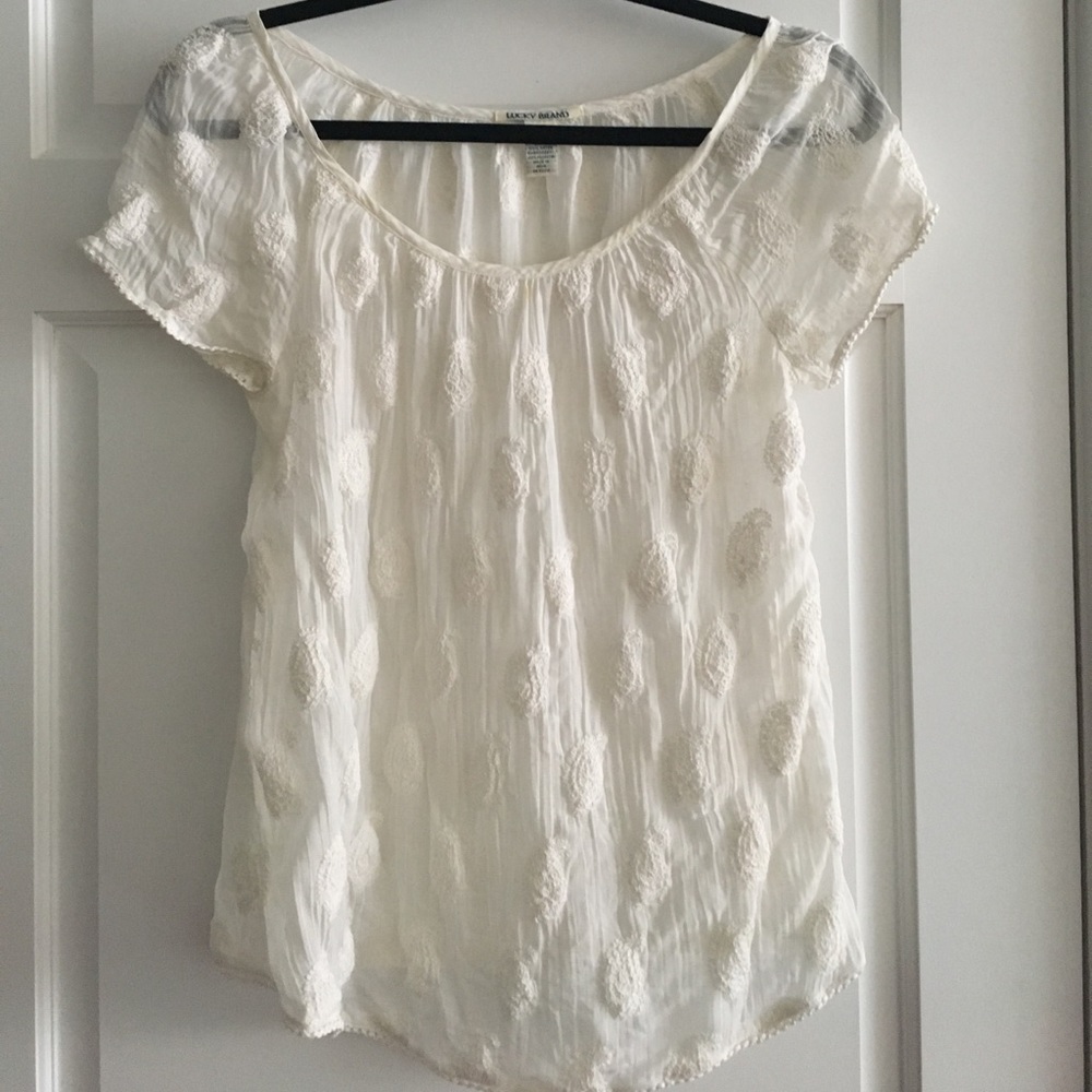 Lucky brand sheer top with design