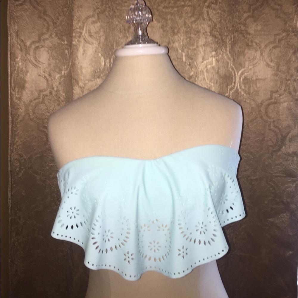 Mint Lace Ruffle Bandeau Bikini