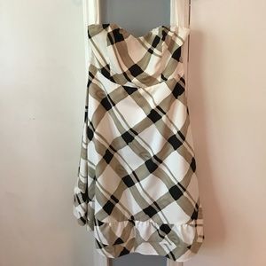 Strapless check print dress