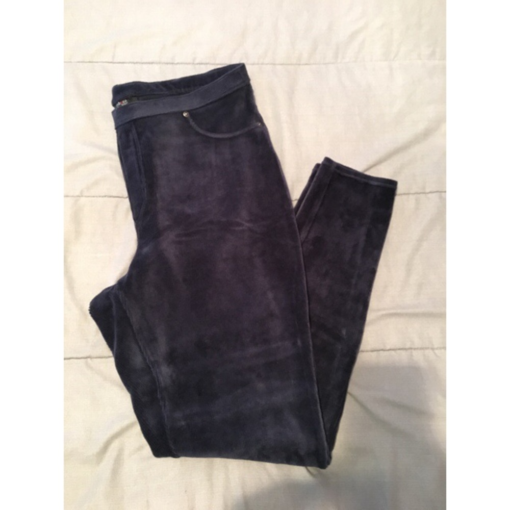 Blue velvet leggings