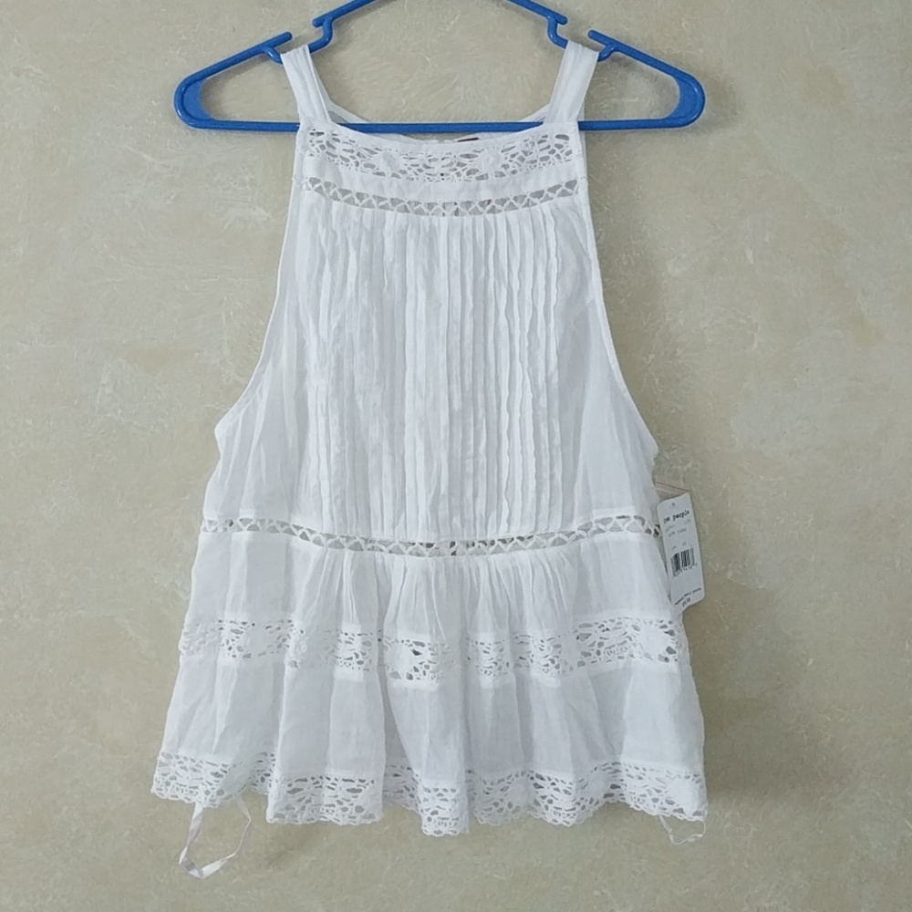Free People White Constant Crush Blouse Top Tank - Picture 5 of 8