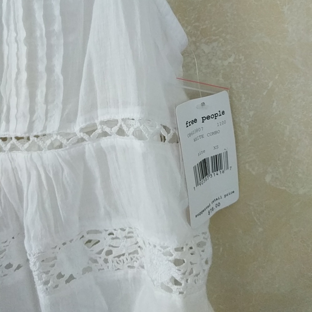 Free People White Constant Crush Blouse Top Tank - Picture 7 of 8