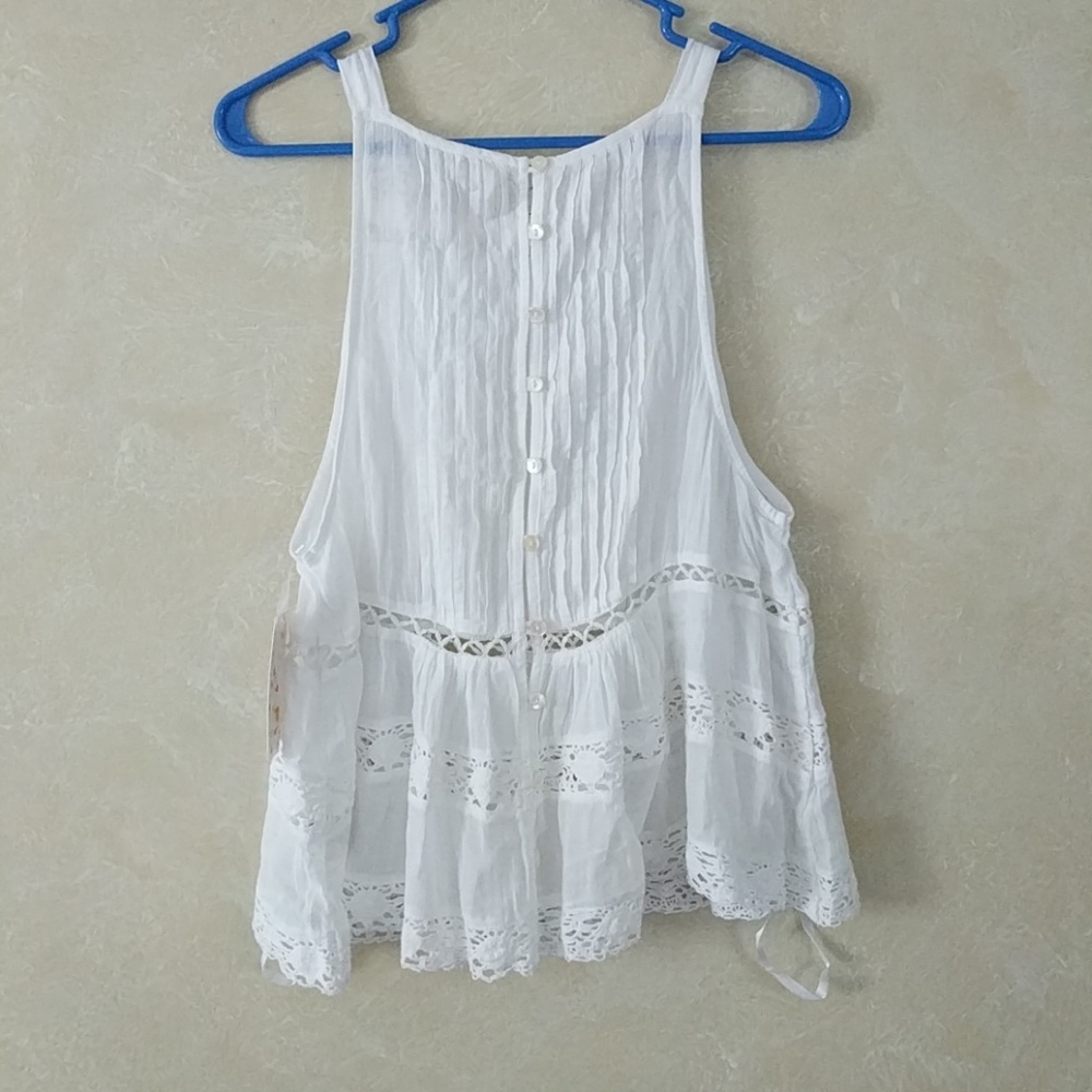 Free People White Constant Crush Blouse Top Tank - Picture 6 of 8