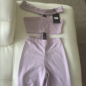 One piece off the shoulder jumpsuit