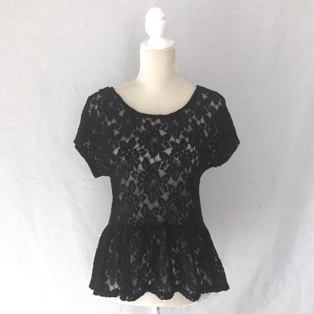 Ransom Rose Lace Peplum Top