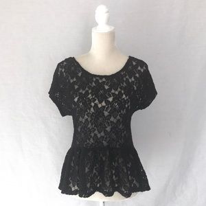 Ransom Rose Lace Peplum Top