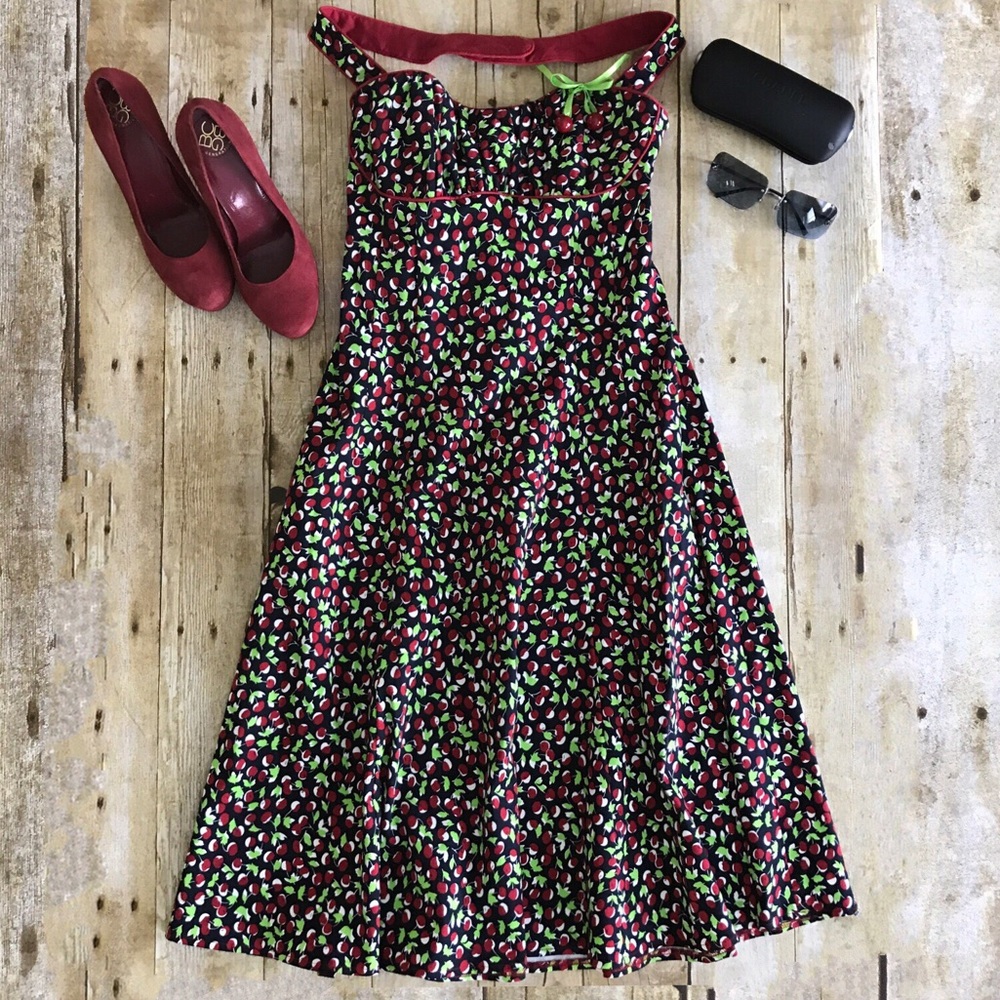 Nanette Lepore Cherry 🍒Print Halter Dress Size 8