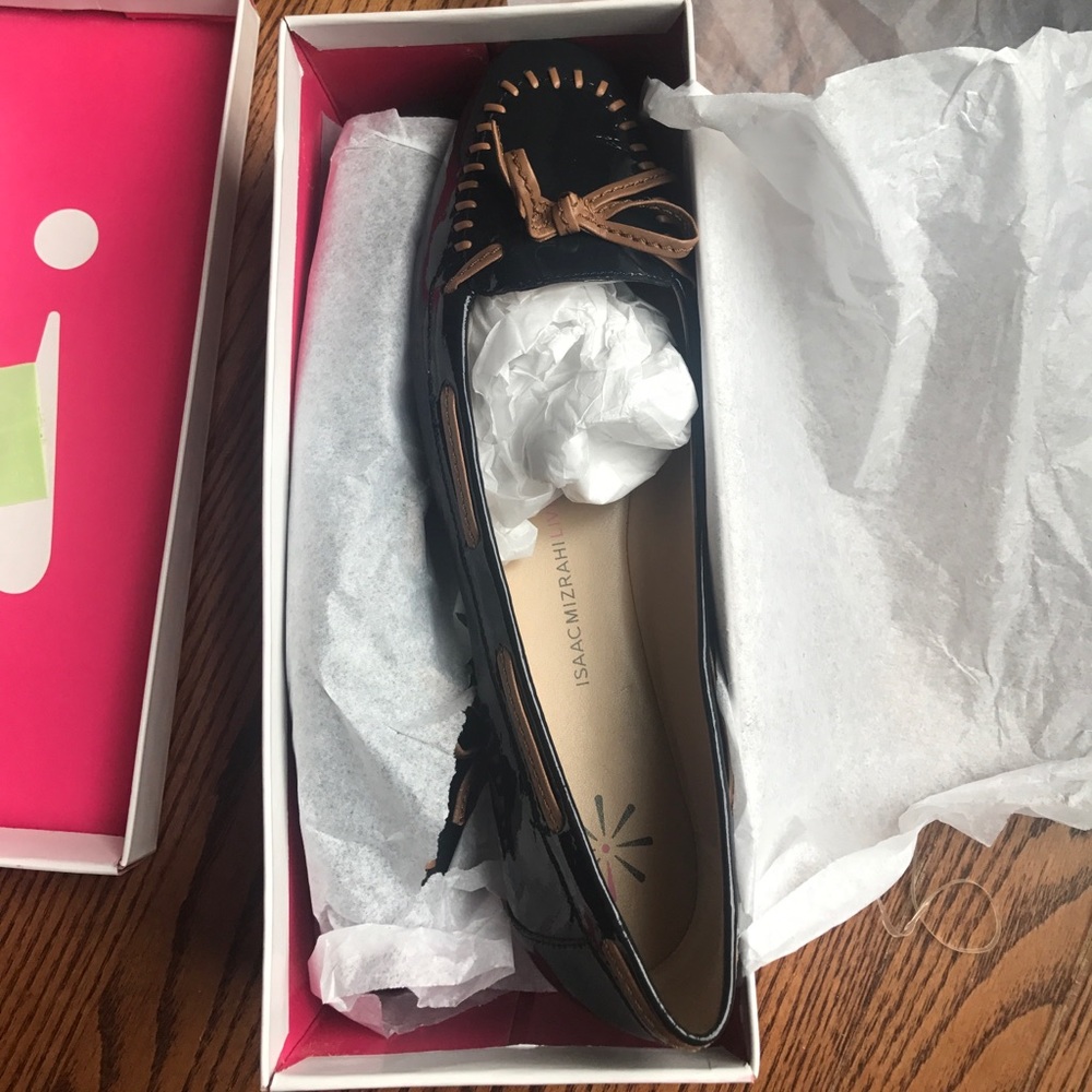 Isaac Mizrah Live! Patent leather moccasins