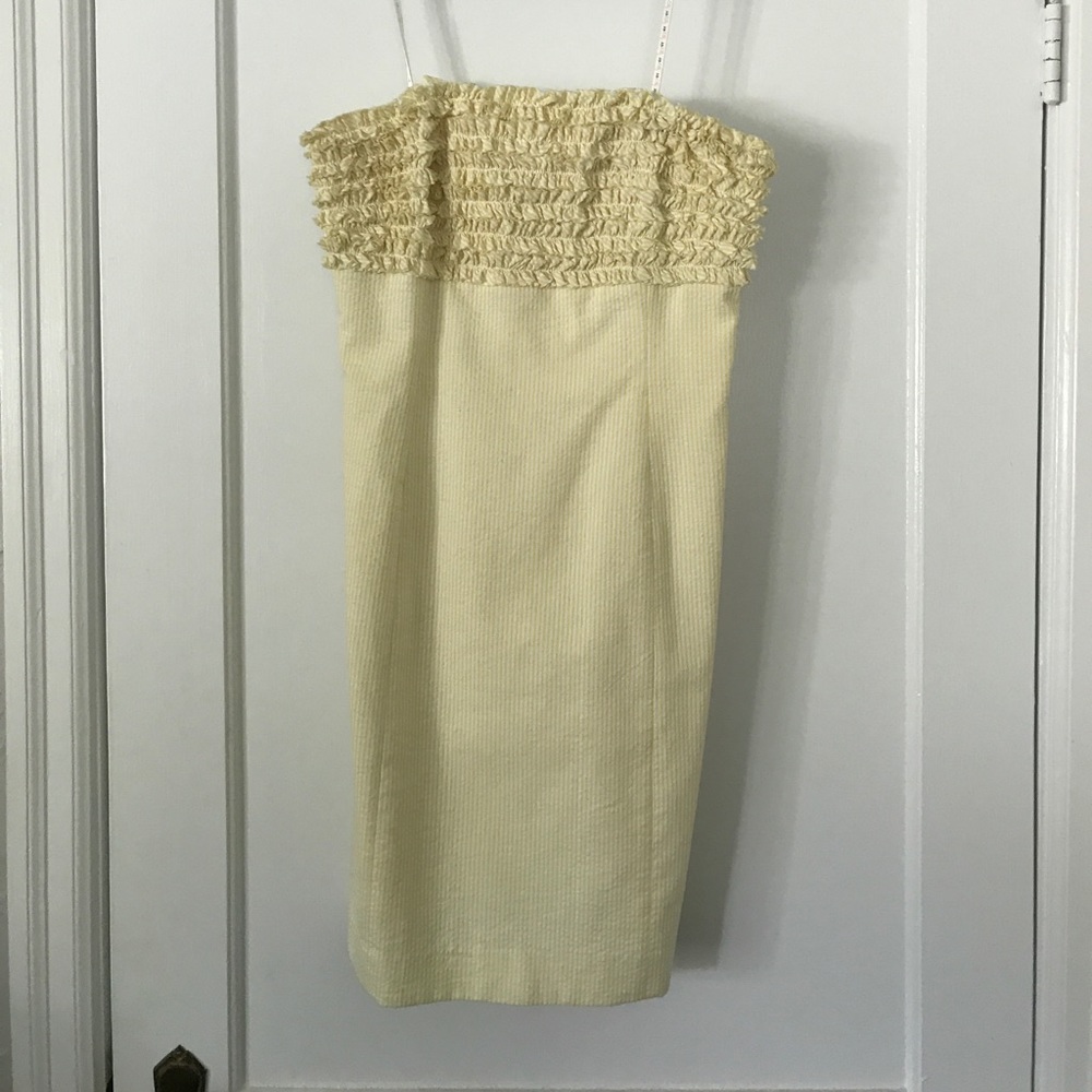 Yellow strapless dress. Worn once