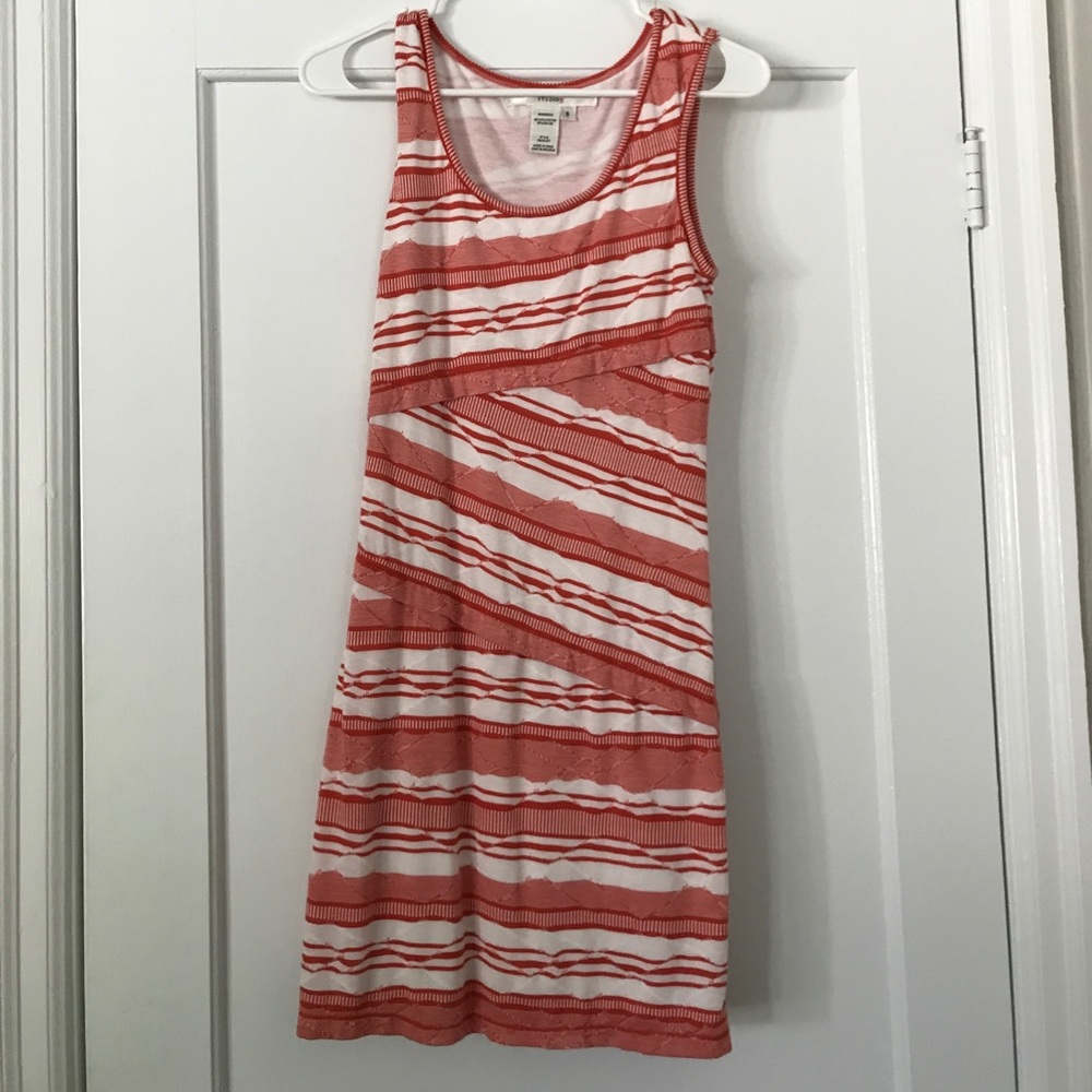 Orange and white striped jersey dress