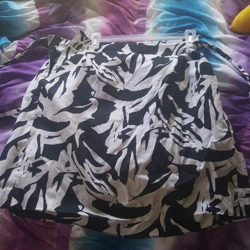 Black and white knee length skirt