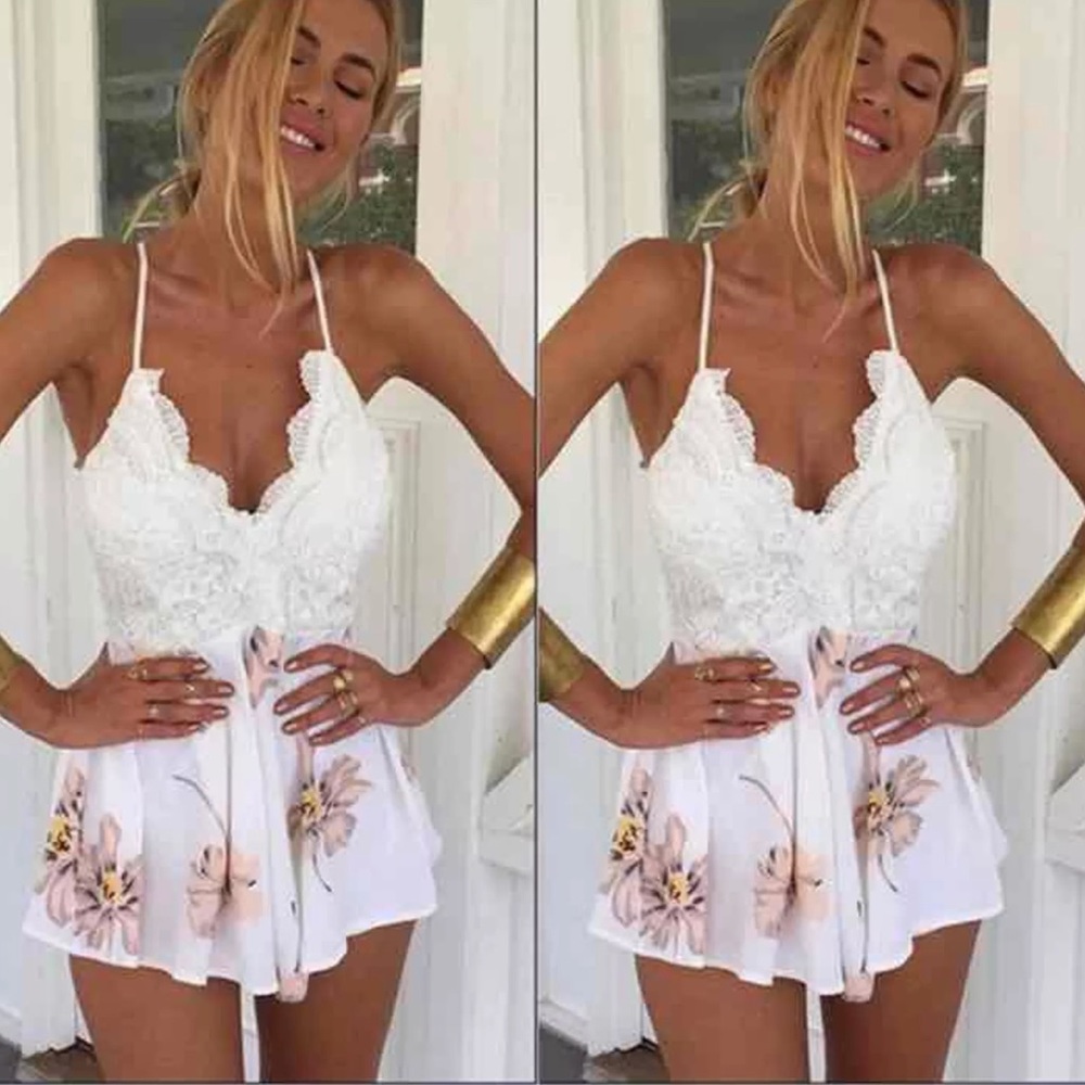 White Floral Romper