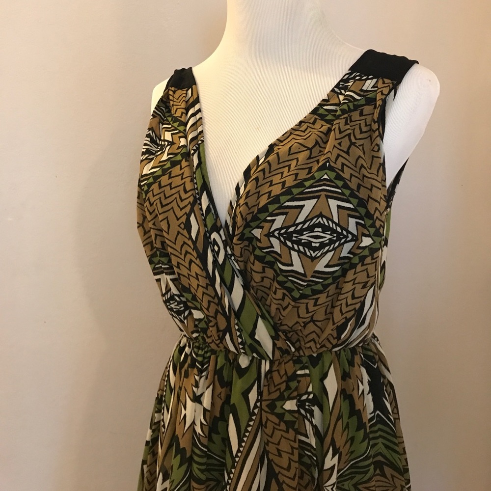 Earth Color Patterned High to Low Dress