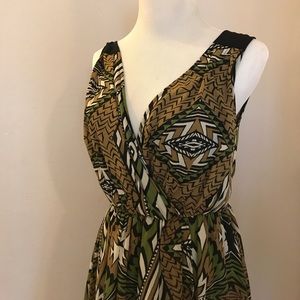 Earth Color Patterned High to Low Dress
