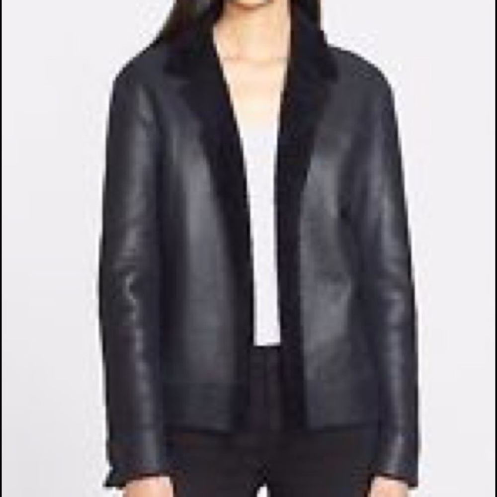 Shearling jacket reversible taupe small