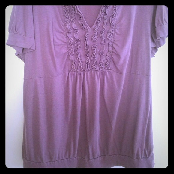 Purple split top ruffled blouse - Picture 2 of 2
