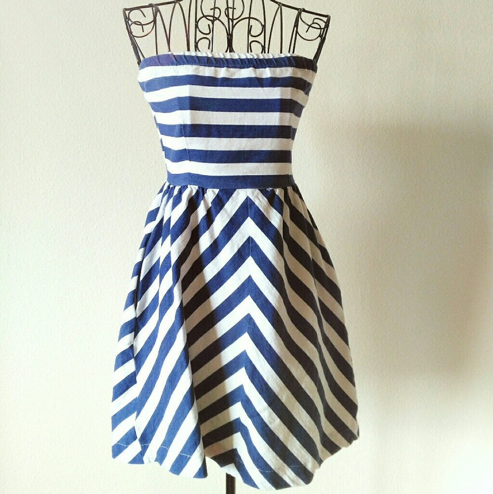 Navy Strip Mini Dress