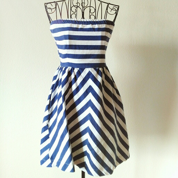 Navy Strip Mini Dress - Picture 1 of 1