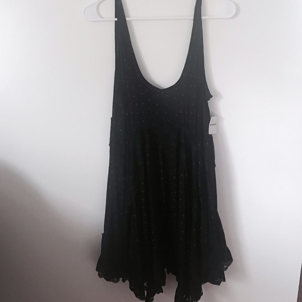 Anthropologie black slip dress