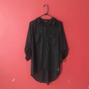 Sheer black tunic, asymmetrical