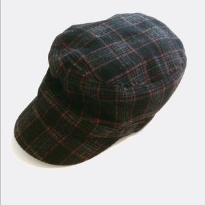 Wool Plaid Messenger Cap
