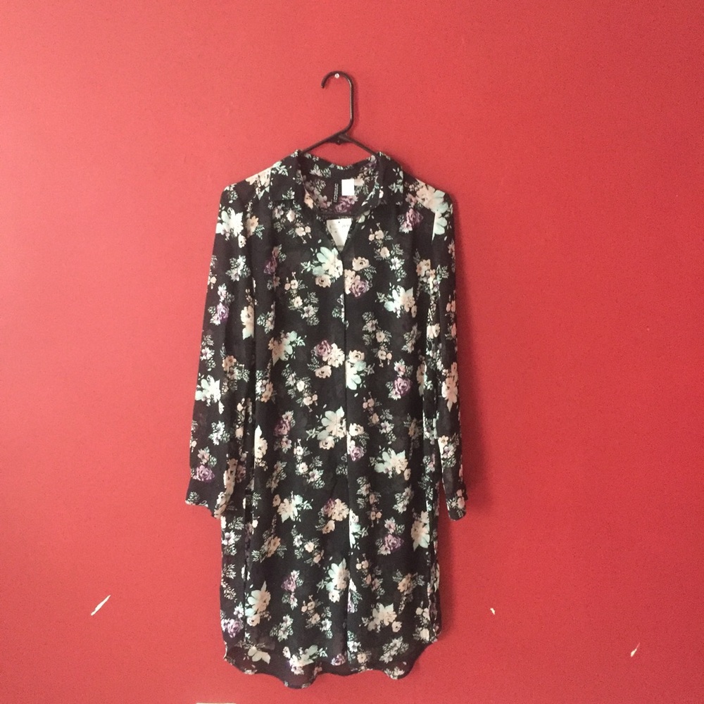 Sheer floral tunic