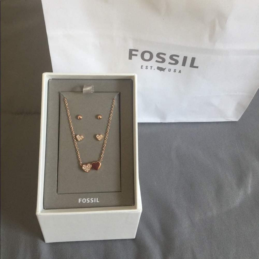 Fossil necklace and earrings