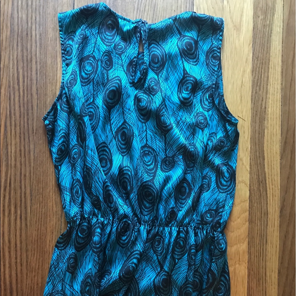 Peacock feather silky polyester blouse