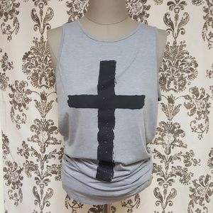 Gray tank with cross graphic
