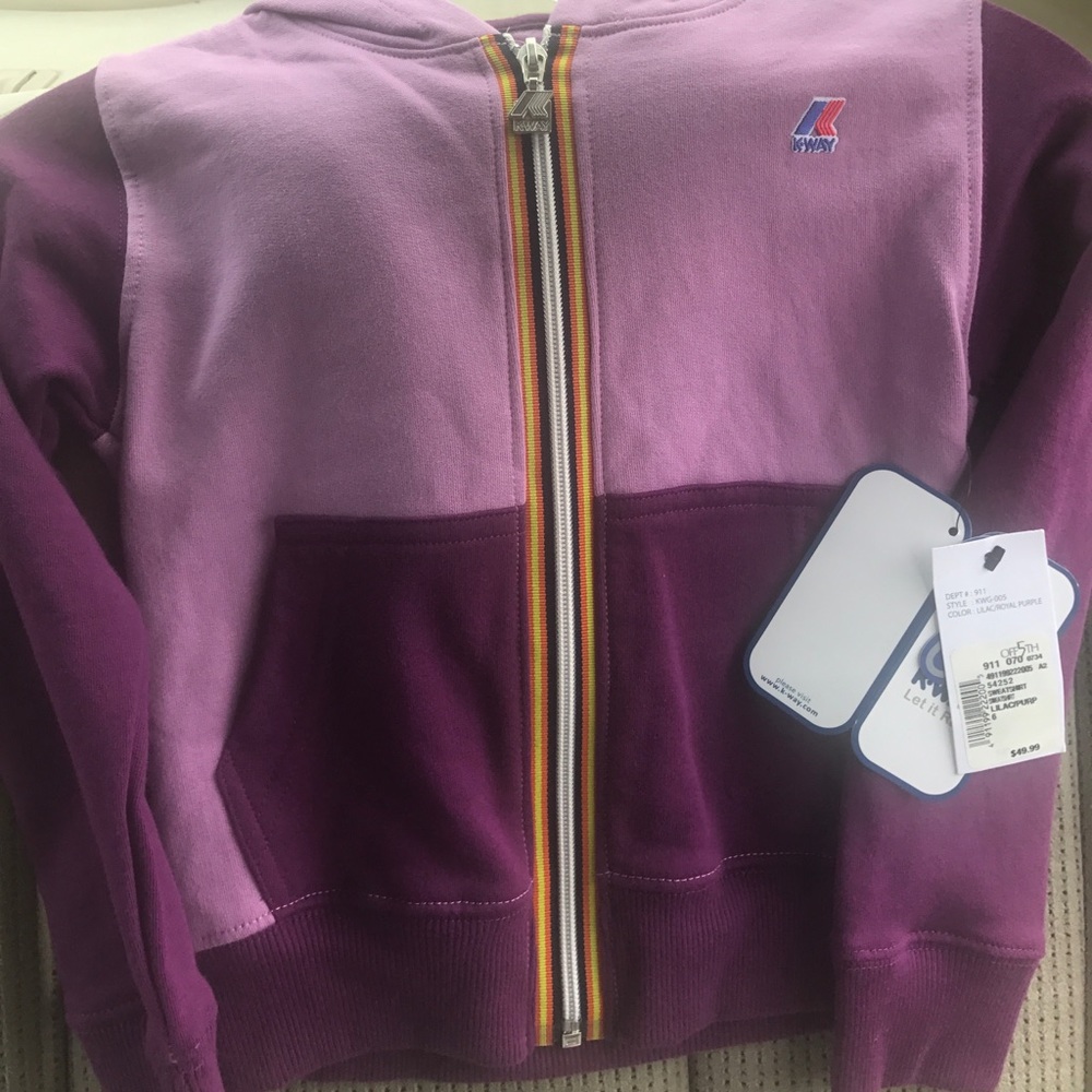 Brand new K-Way zipper hoodie  purple in a size 6