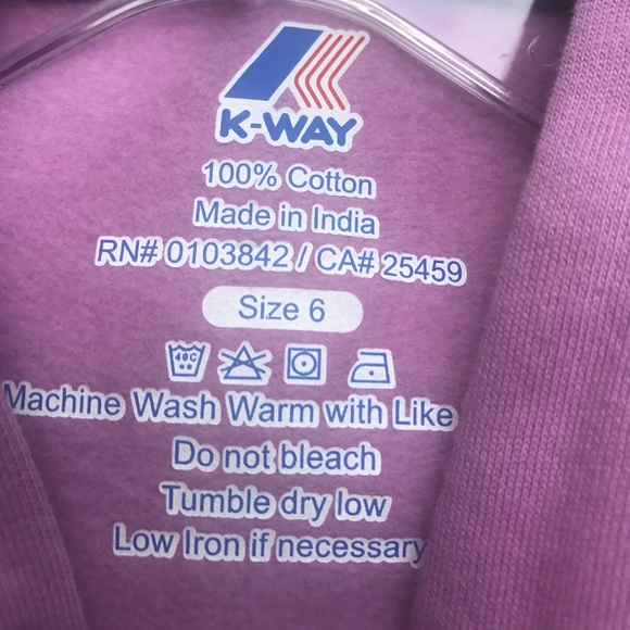 Brand new K-Way zipper hoodie  purple in a size 6 - Picture 3 of 4