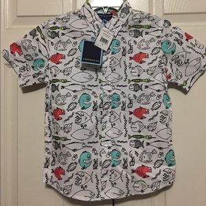 Andy and Evan Fish Print Shirt size 7 boys