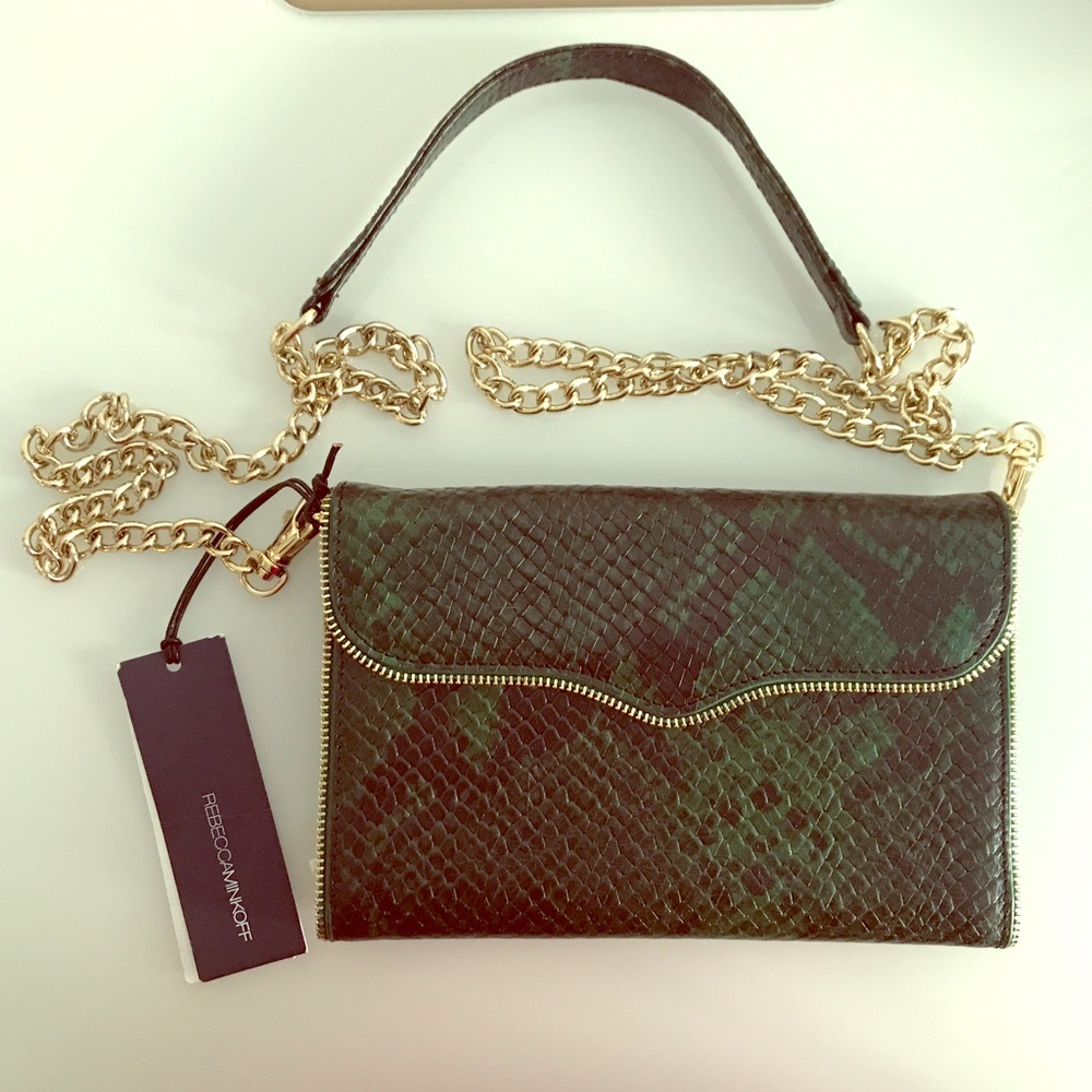 Rebecca Minkoff Green Snake Crossbody Wallet bag