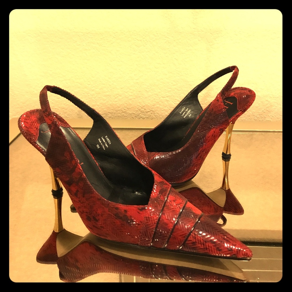 J. Renee' black & red leather heels